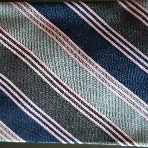 Giorgio Brutini Pure Silk Pink Diagonal Stripe NeckTie XL 68" Gray/Navy/Charcoal - Picture 2 of 4